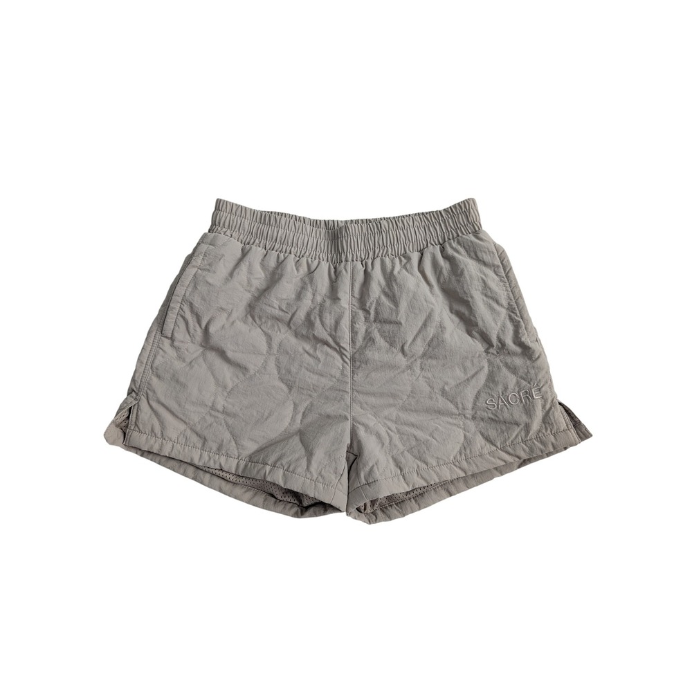 Sacre Quilted Nylon Mesh Lined Shorts Tan Size S Streetwear Inseam 3.5
